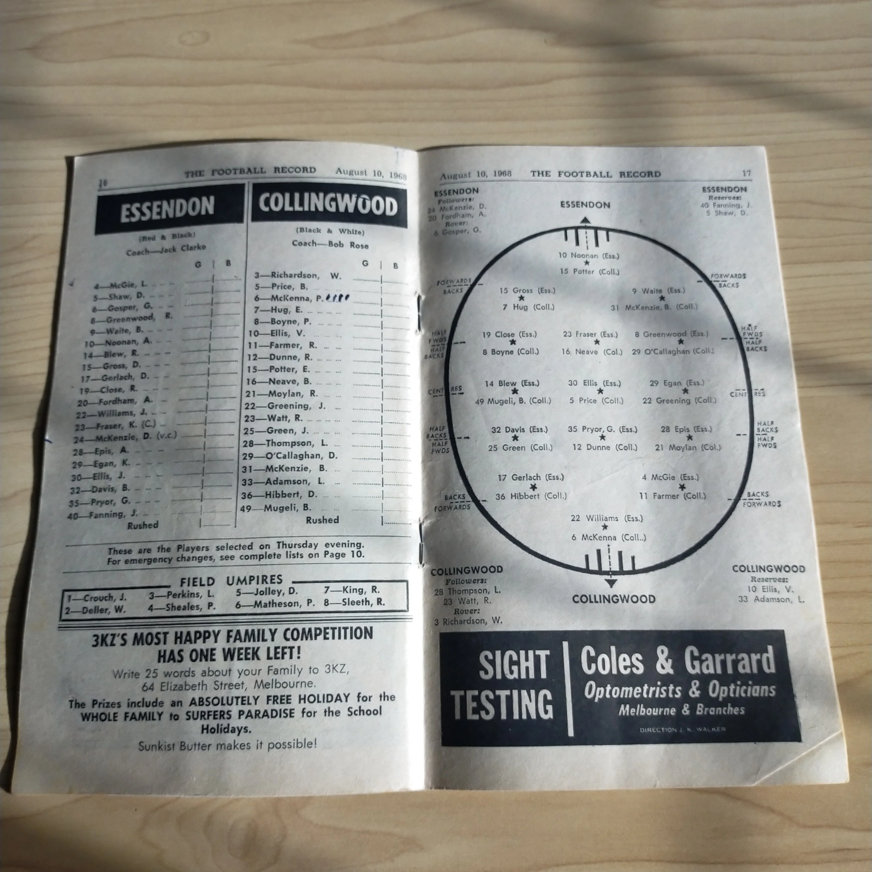 VFL 1968 August 10 Essendon v Collingwood Football Record - Image 2