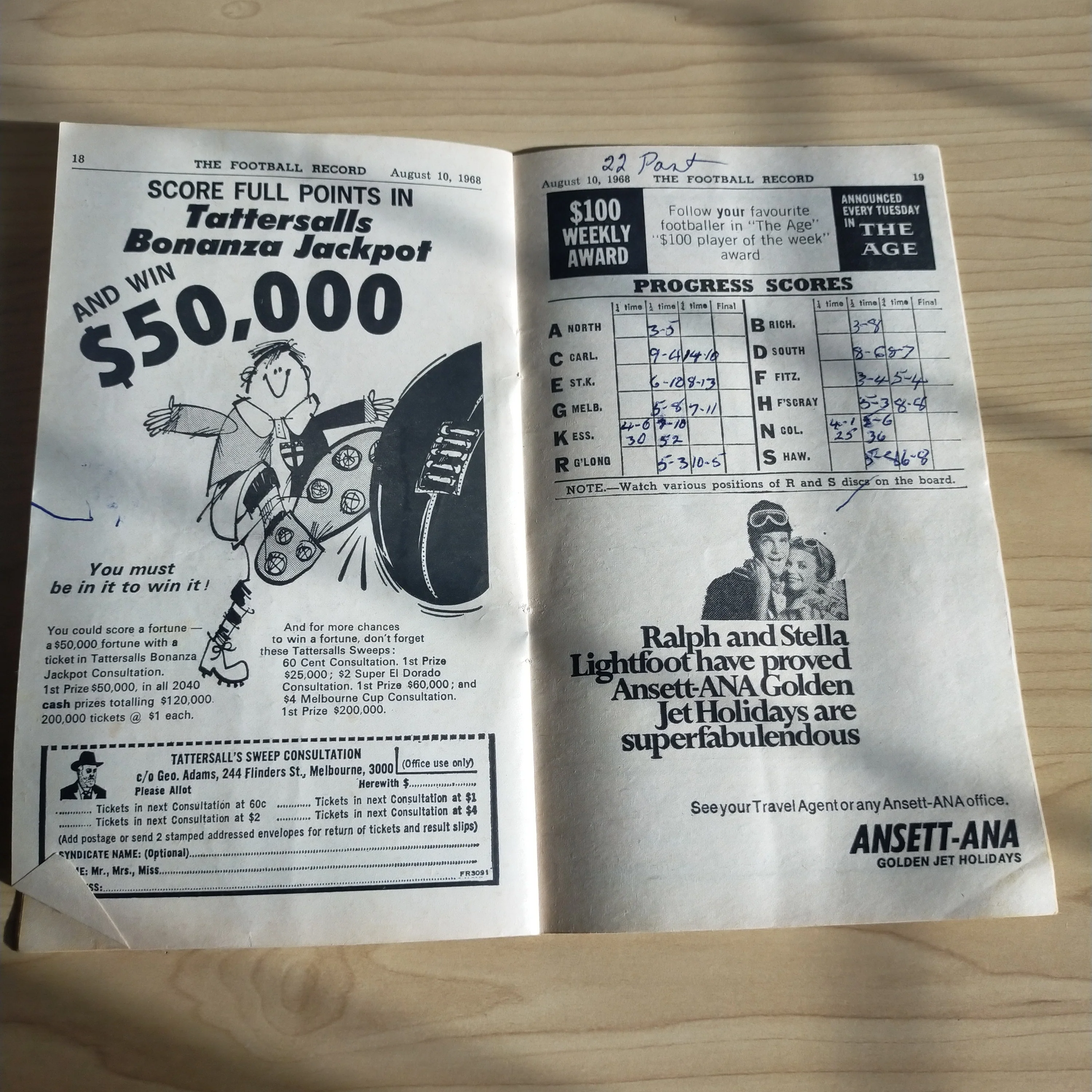 VFL 1968 August 10 Essendon v Collingwood Football Record - Image 3