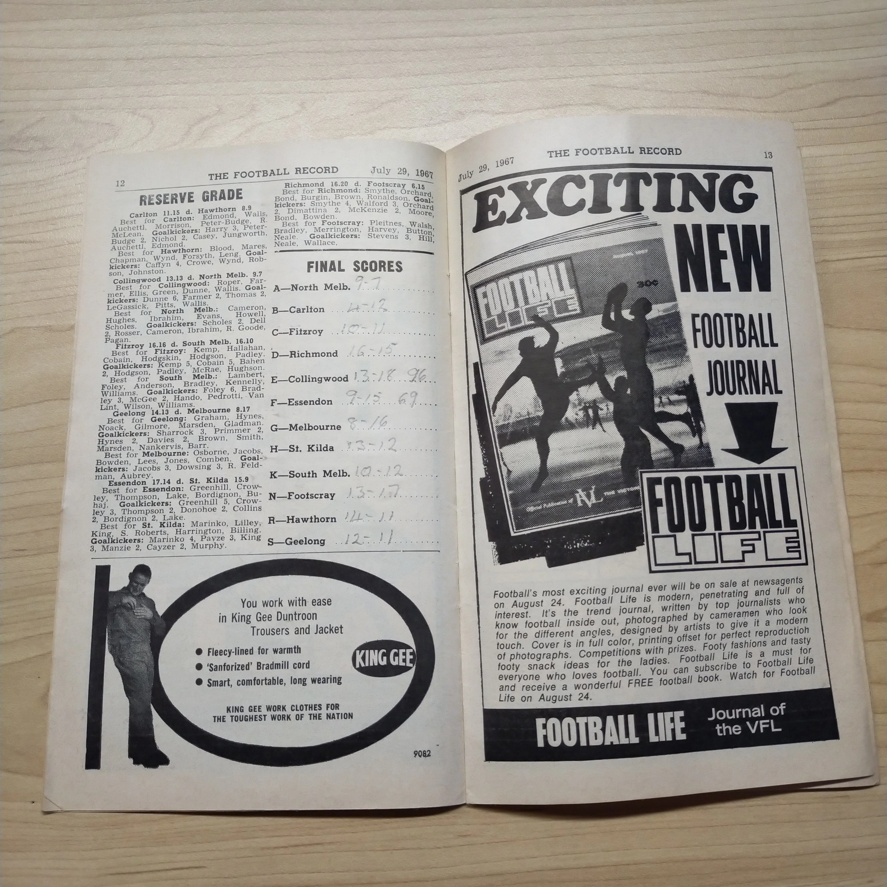 VFL 1967 July 29 Collingwood v Essendon Football Record - Image 4