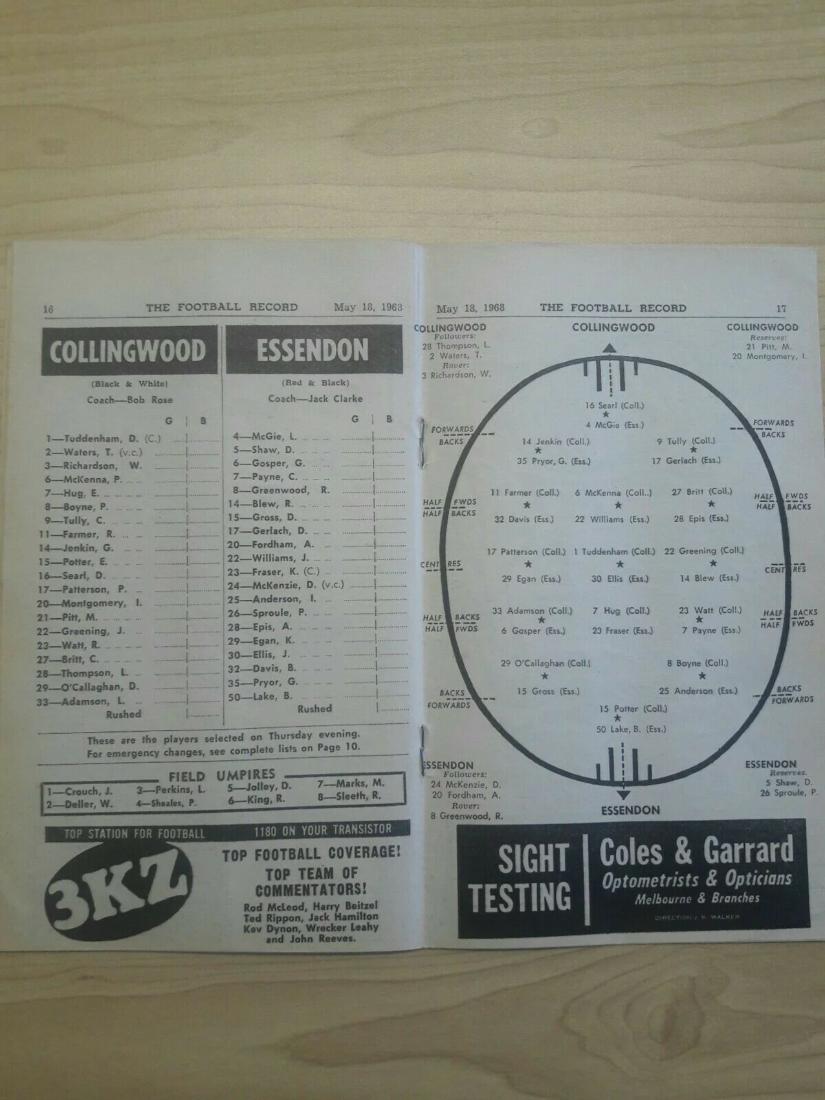 Vfl Football Record Essedon Vs Collingwood May 13 1963 - Image 2