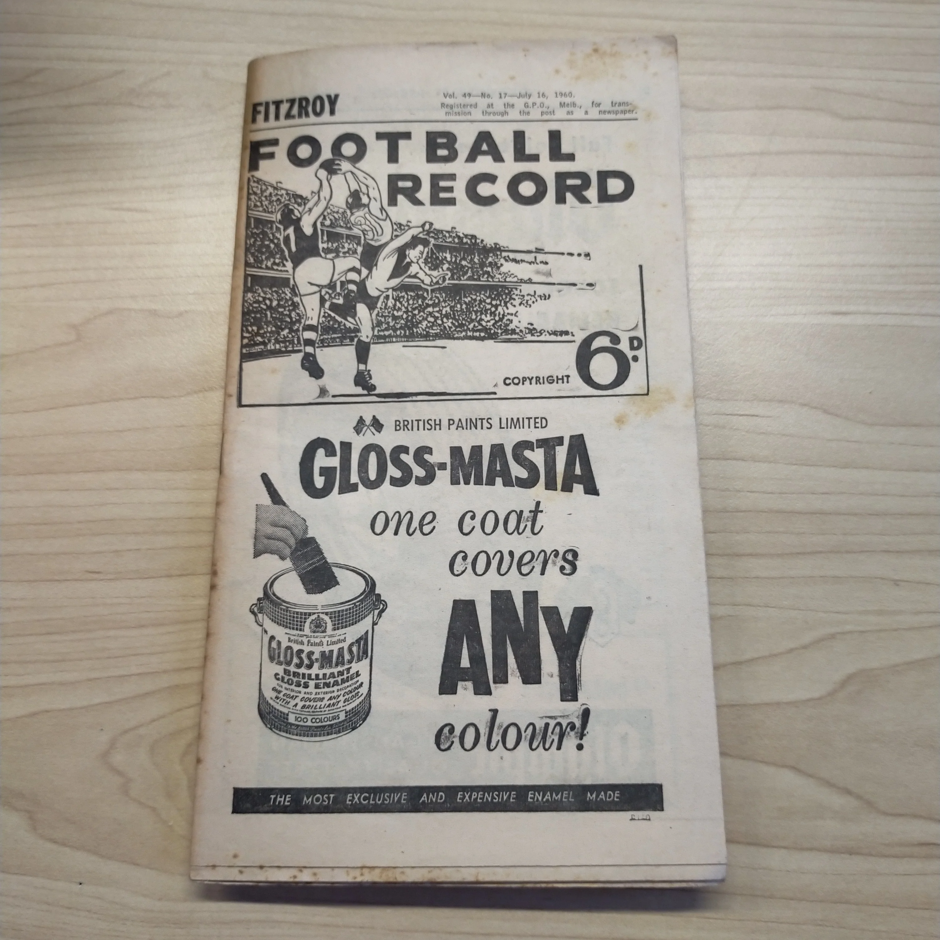 VFL 1960 July 16 Fitzroy v Collingwood Football Record
