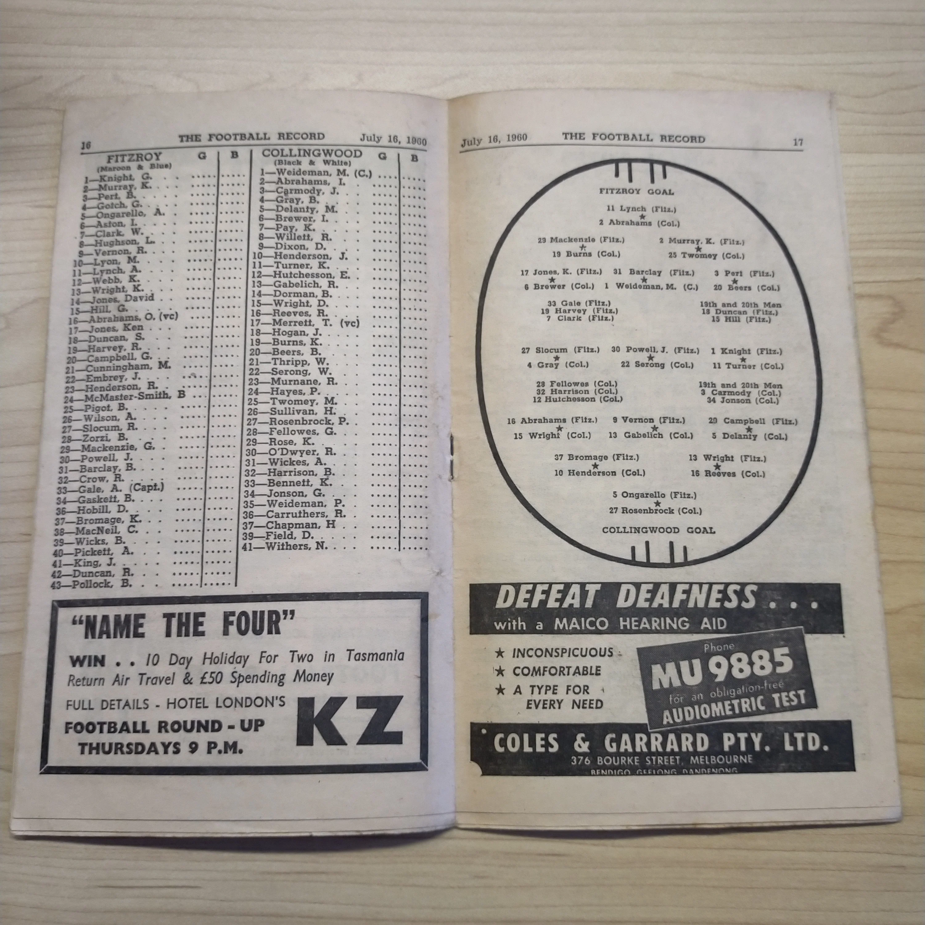 VFL 1960 July 16 Fitzroy v Collingwood Football Record - Image 2