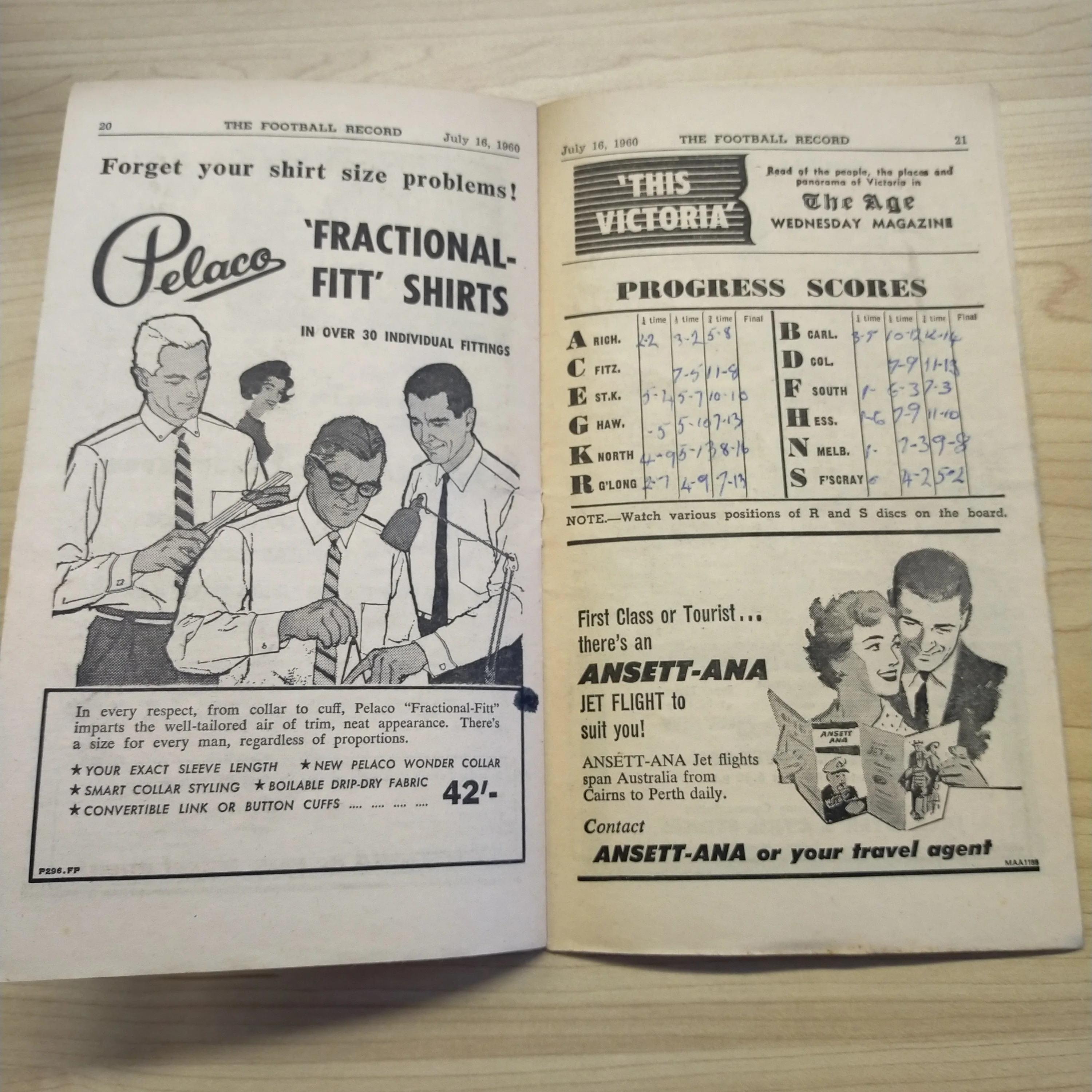 VFL 1960 July 16 Fitzroy v Collingwood Football Record - Image 3