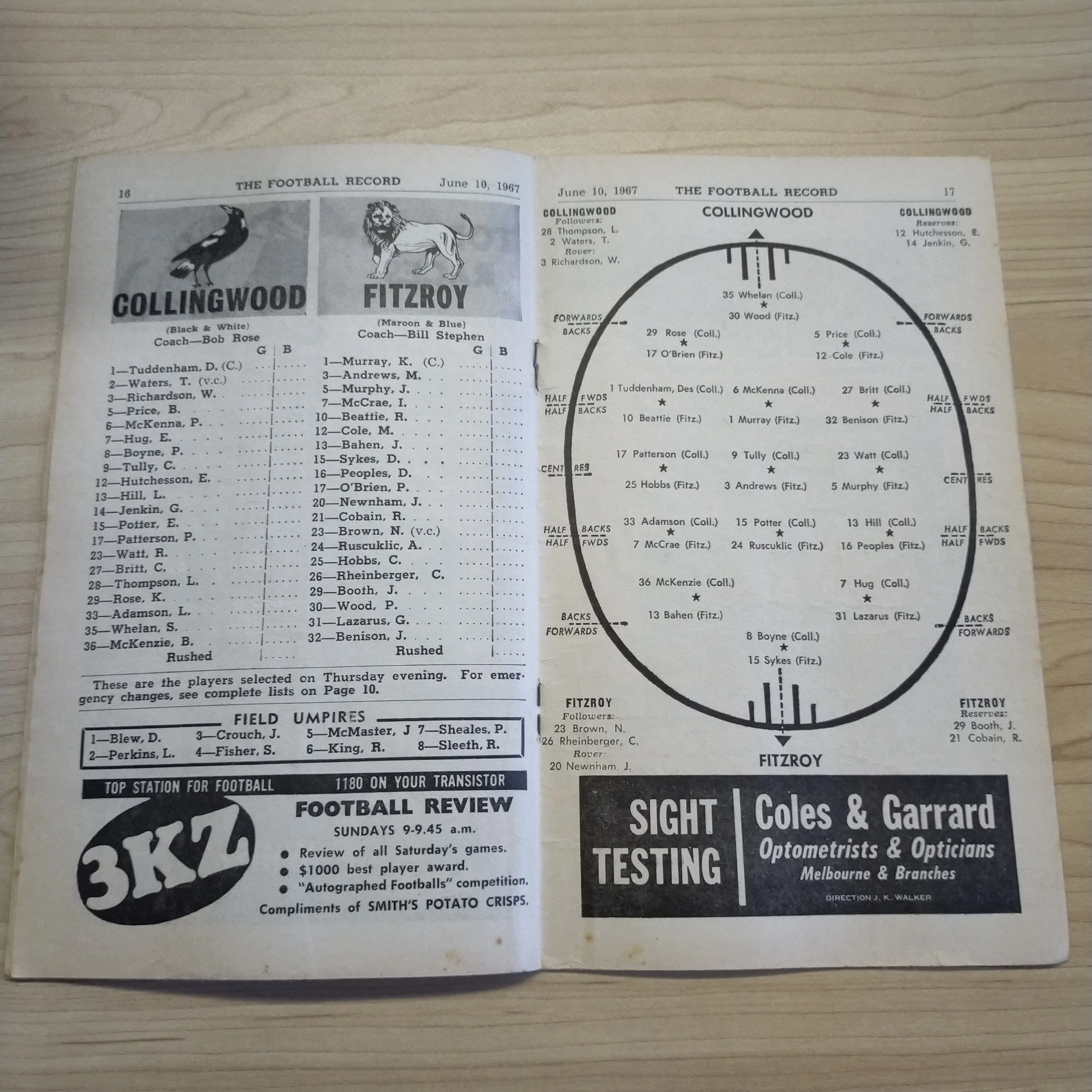 VFL 1967 June 10 Collingwood v Fitzroy Football Record - Image 2