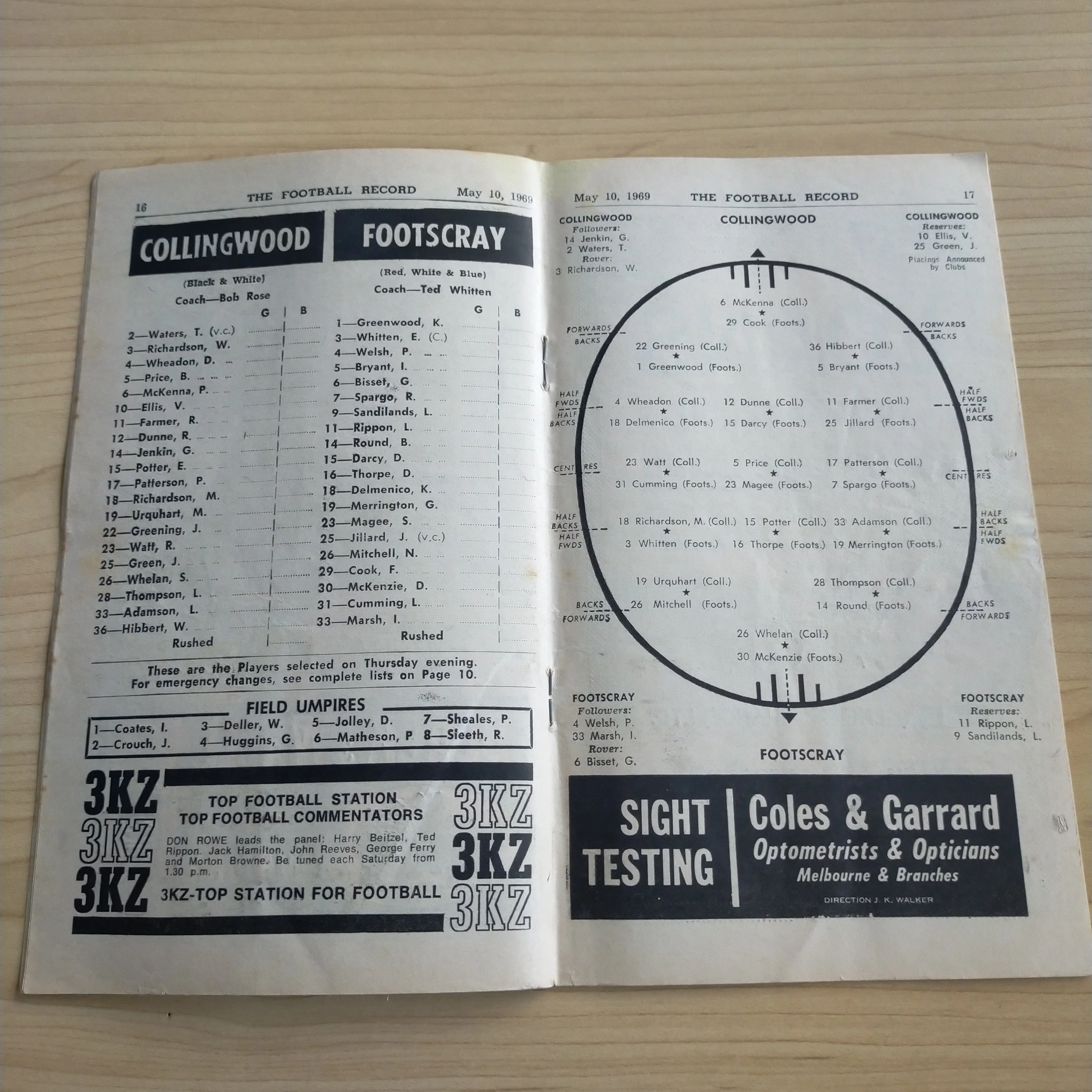 VFL 1969 May 10 Collingwood v Footscray Football Record - Image 2