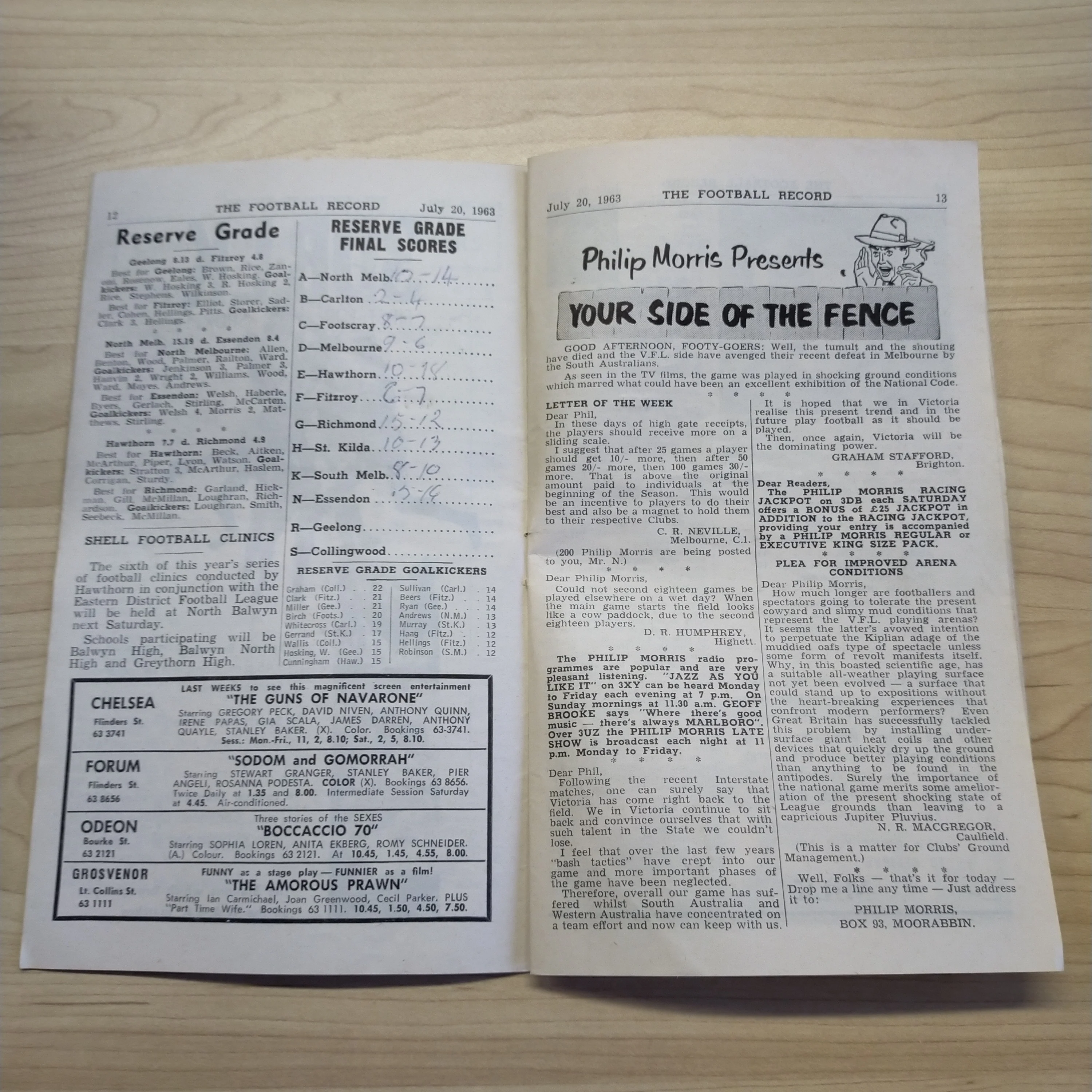 VFL 1963 July 20 Geelong v Collingwood Football Record - Image 4