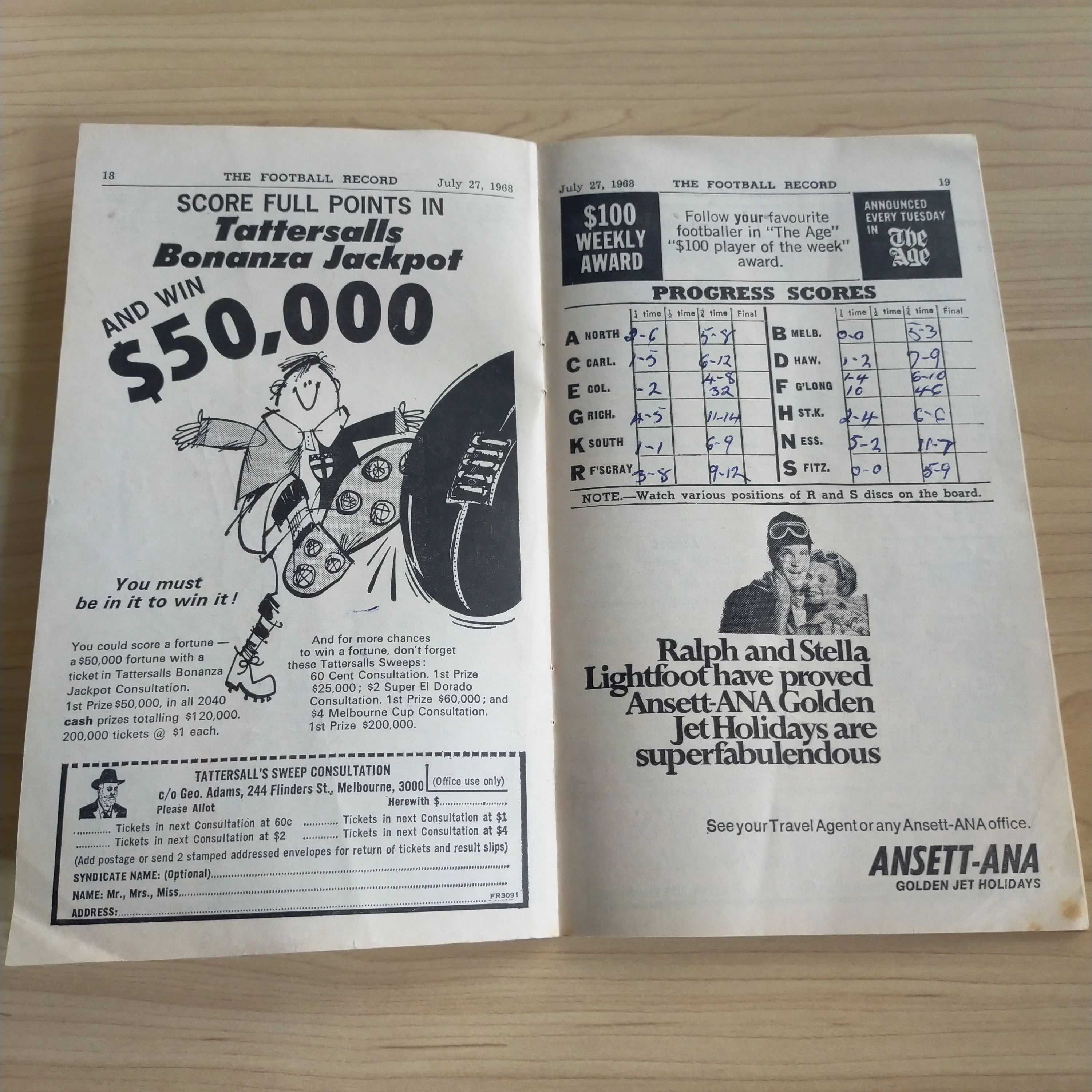 VFL 1968 July 27 Collingwood v Geelong Football Record - Image 3