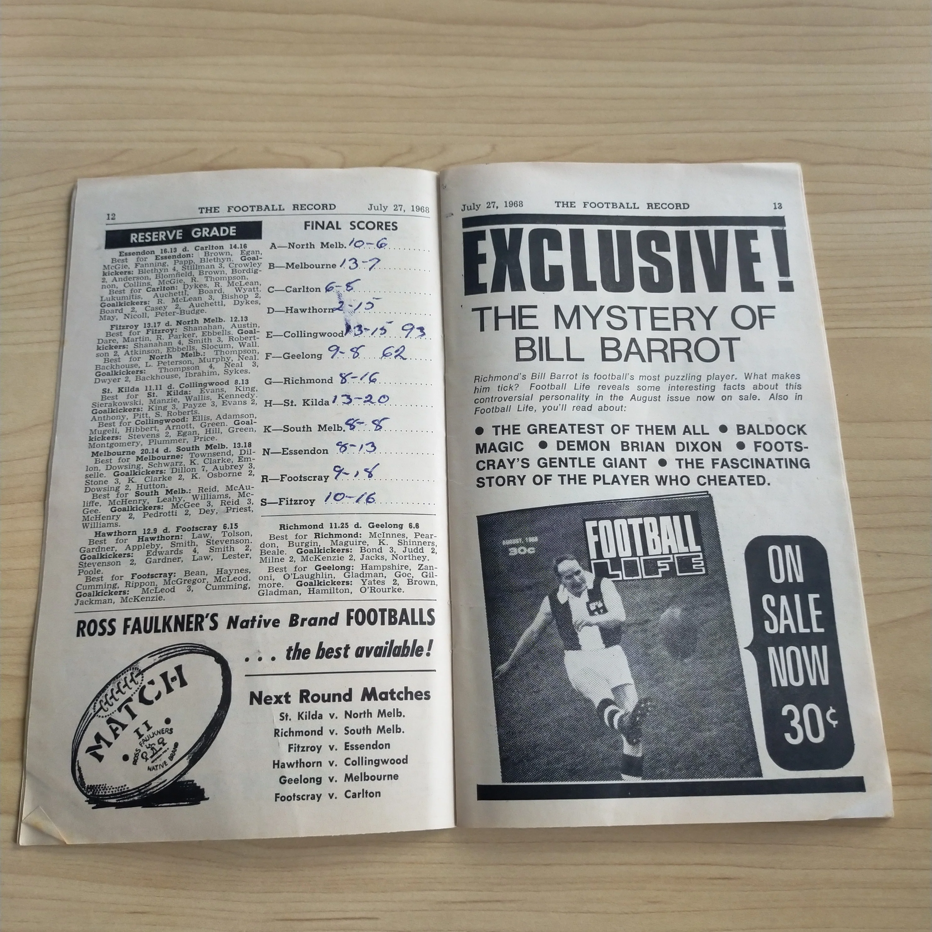 VFL 1968 July 27 Collingwood v Geelong Football Record - Image 4