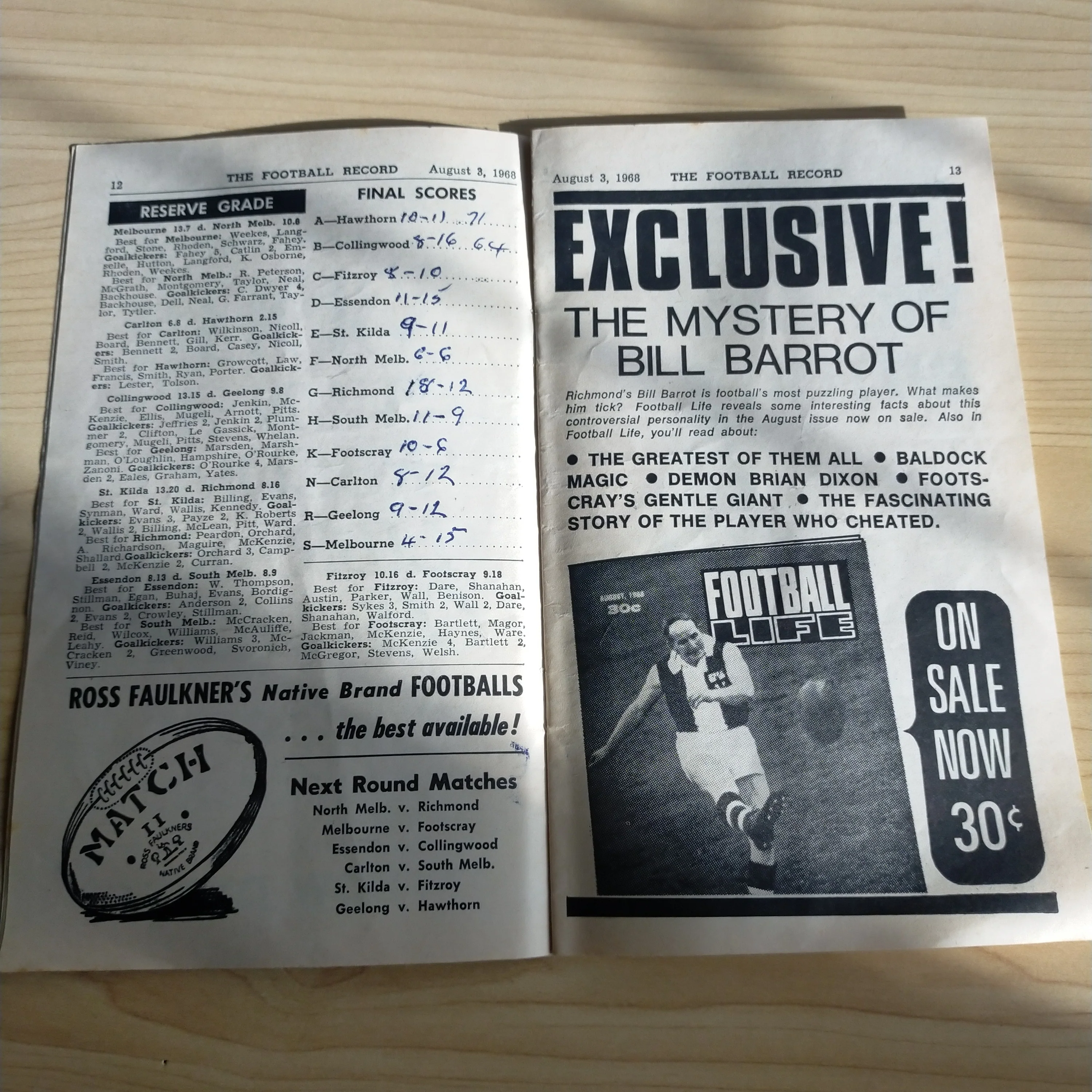 VFL 1968 August 3 Hawthorn v Collingwood Football Record - Image 4