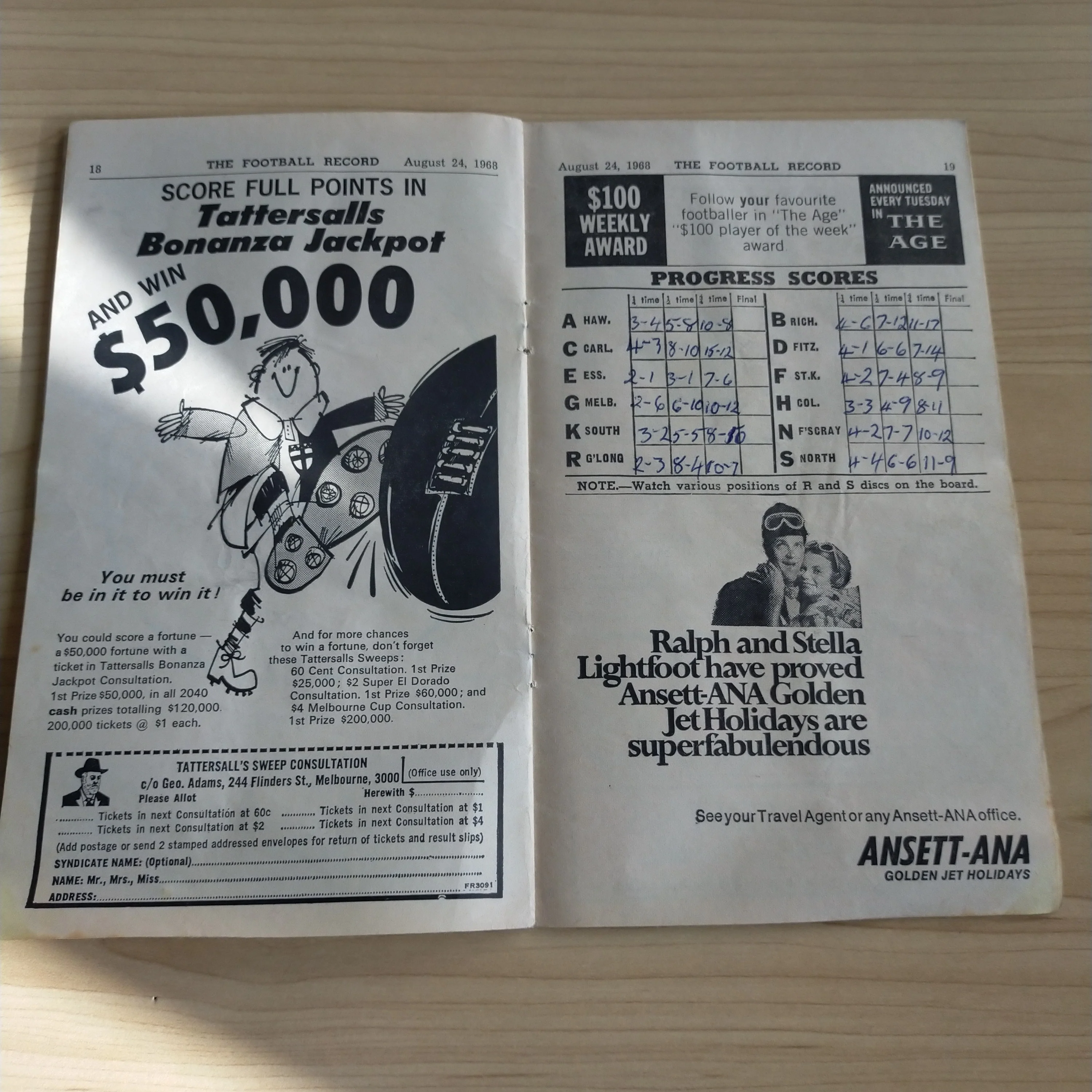 VFL 1968 August 24 Melbourne v Collingwood Football Record - Image 3