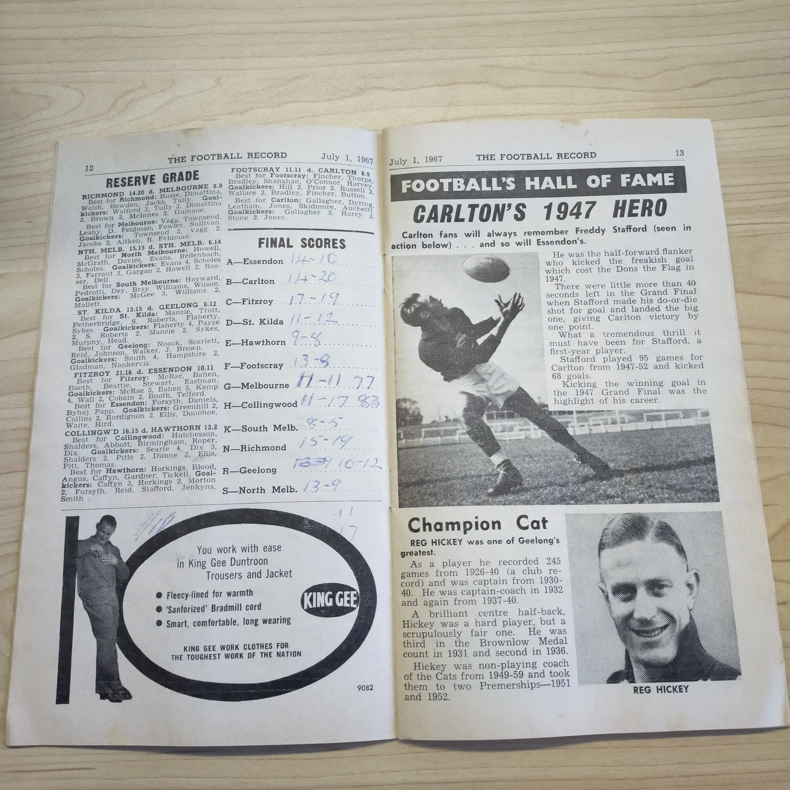 VFL 1967 July 1 Melbourne v Collingwood Football Record - Image 3
