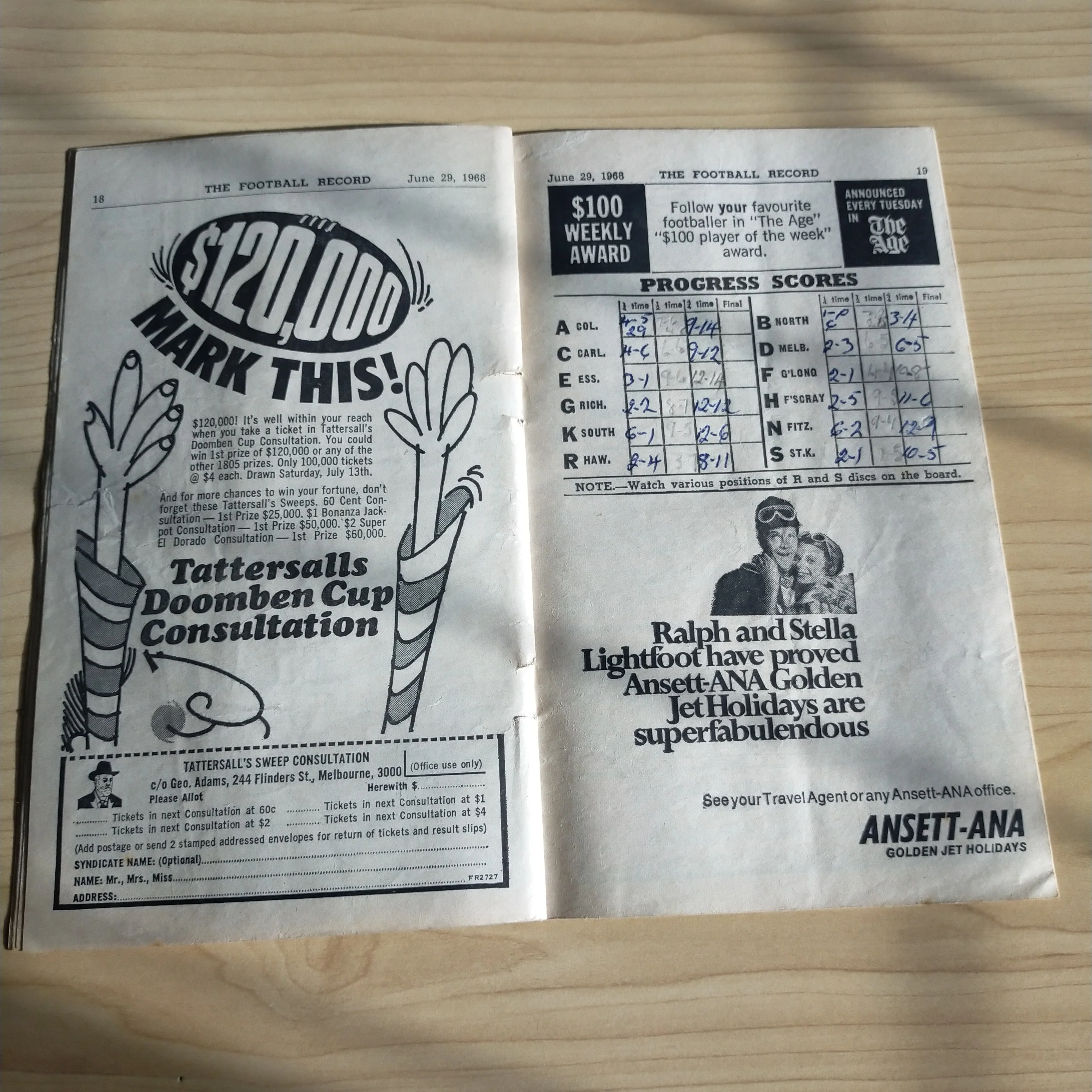 VFL 1968 June 29 Collingwood v North Melbourne Football Record - Image 3