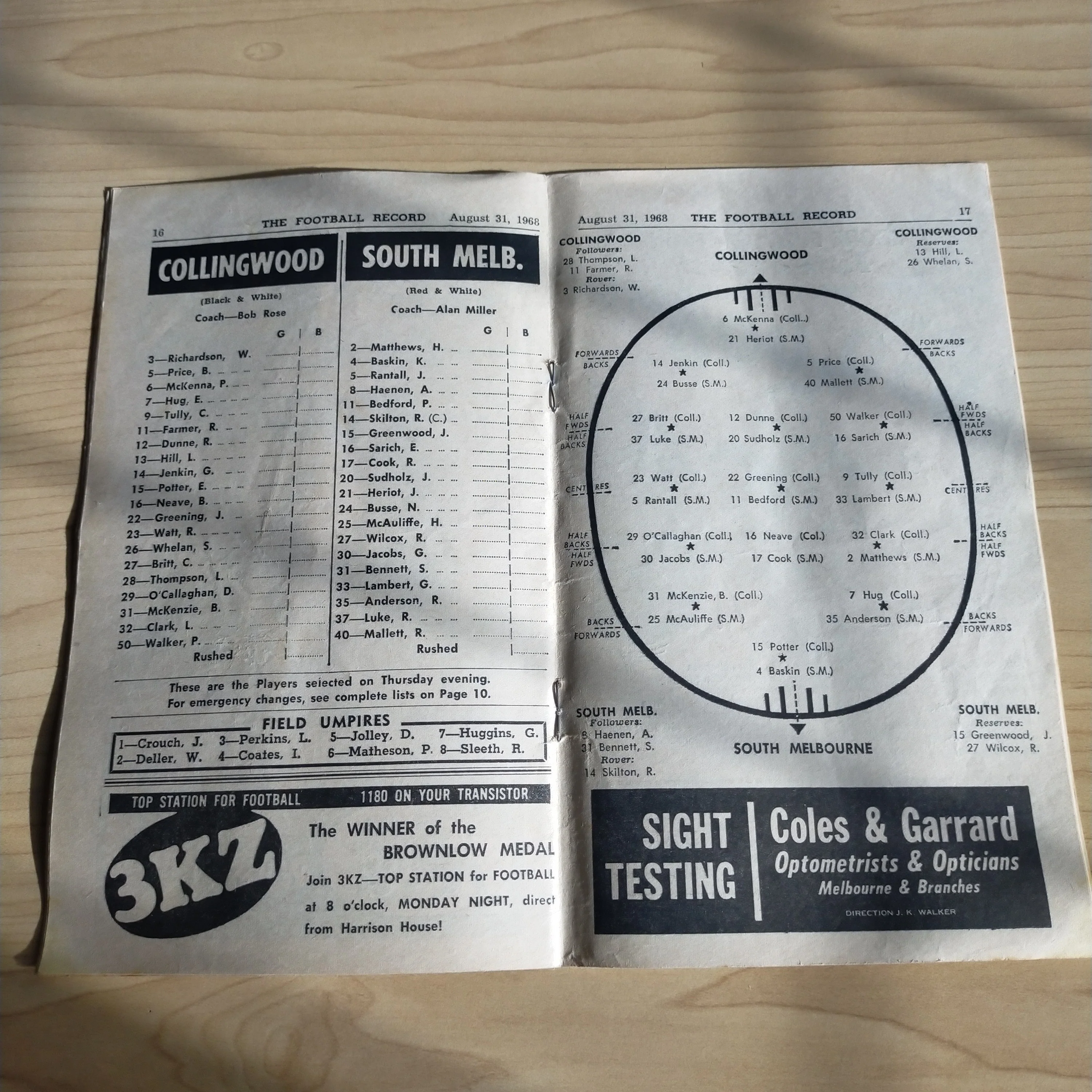 VFL 1968 August 31 Collingwood v South Melbourne Football Record - Image 2
