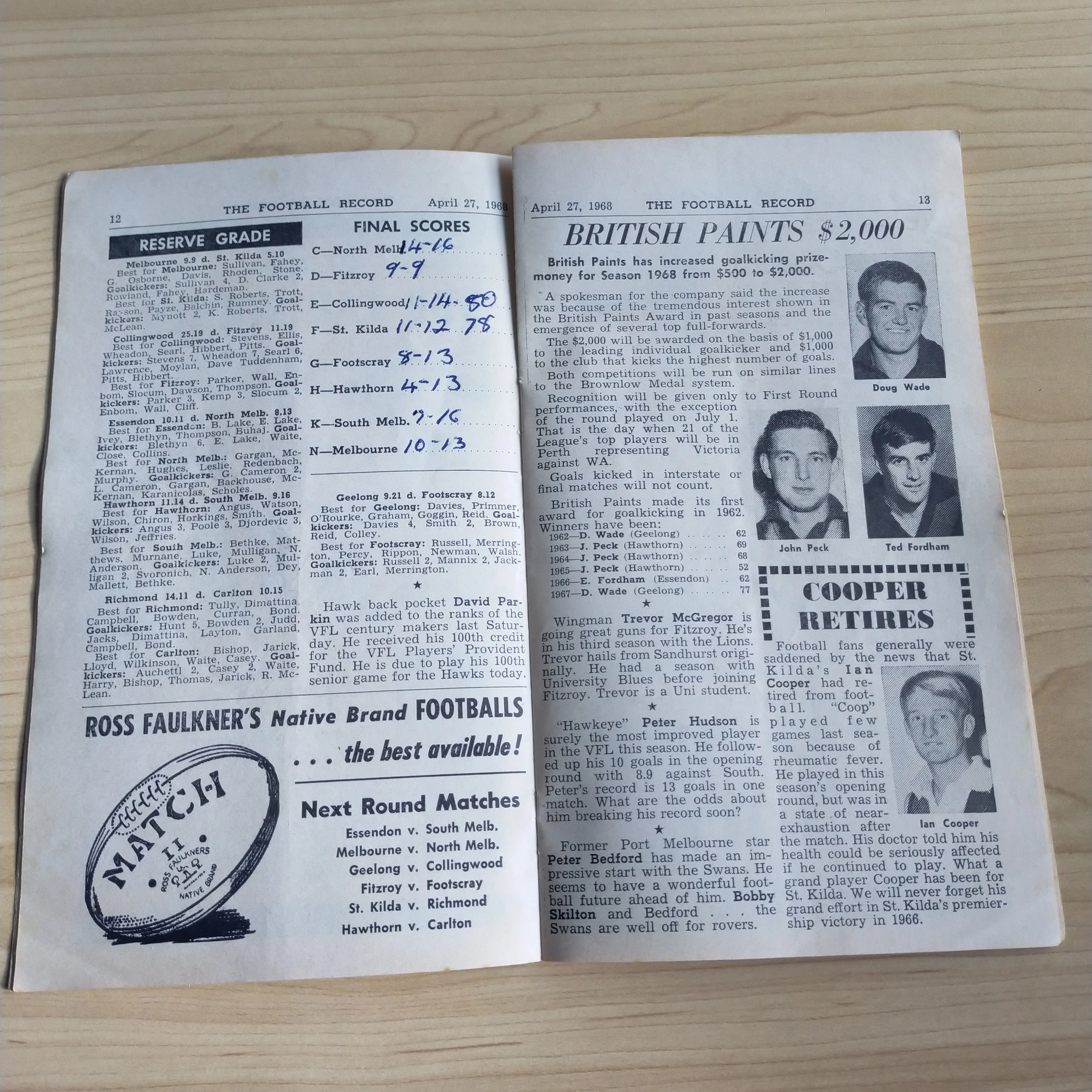 VFL 1968 April 27 Collingwood v St Kilda Football Record - Image 4