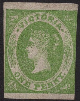 Victoria SG 43 QV Emblems 1d yellow-green, wmk star Mint No Gum
