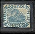 WA Western Australia Australian States SG 5a 4d blue roulette Swan bird FU