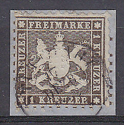 Wurttemberg, German States, Germany, Michel 21 1 Kr on piece P10